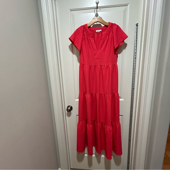 Calvin Klein Dresses & Skirts - Calvin Klein women’s size 10 beautiful coral Maxi Dress with pockets & tiers